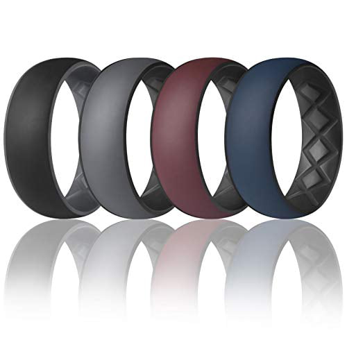 8.5mm Wide 2.5mm Thick Inner Arc Ergonomic Breathable Design Silicone Wedding Band Egnaro Silicone Rings for Mens with Half Sizes 