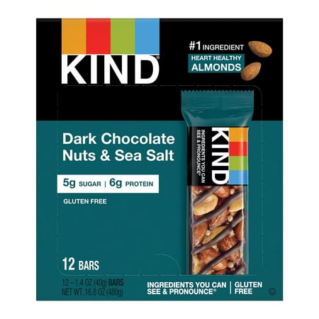 Kind Nuts & Spices Bars Dark Chocolate Nuts & Sea Salt -- 12 Bars
