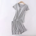 thumbnail image 2 of Besolor Womens Pajamas Sets with Built in Bra Short Sleeve Tops with Shorts 2 Piece Loungewear Sets Sleepwear, 2 of 3