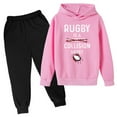 thumbnail image 1 of Sunnyoo Tenues pour Grandes Filles, Sweat à Capuche et Pantalon de Sport avec Imprimé Lettre Rugby, 1 of 3