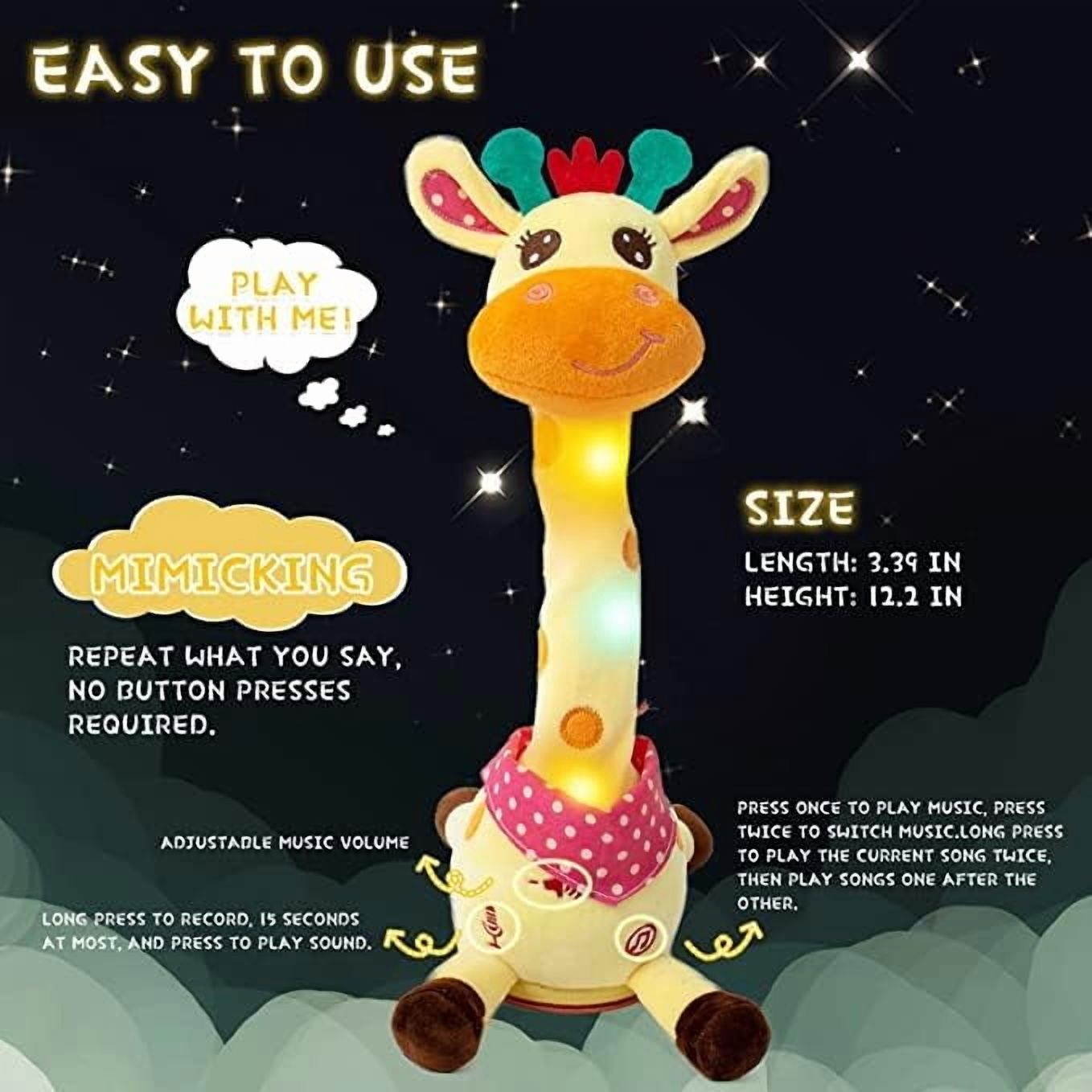 Girafe Dansante Interactive - Jouet électronique Parlant, Lumière, Musique, Répète La Voix - Peluche Douce Pour Bébé Et Enfant - 2