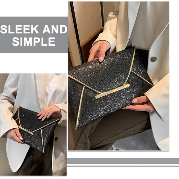 UPOUART Elegant Black Clutch Purse with Sleek Minimalist Design, Ideal for Weddings, Parties, and Special Occasions