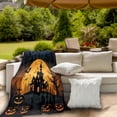 thumbnail image 6 of 1pc Halloween Blanket, Little Ghosts, Pumpkins & Spiders with Dark Castle Design – Printed Flannel Throw for Naps/Sofa/Office Bed. Soft Warm Multifunctional Gift Suitable All Seasons,  Contemporary S, 6 of 7