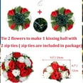thumbnail image 7 of Blosmon Flower Kissing Balls Wedding Centerpieces 10 Pcs Spring Artificial Roses Flowers Vintage Red and White Floral Arrangements, 7 of 7