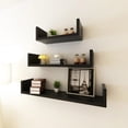 thumbnail image 1 of 3 Black MDF U-shaped Floating Wall Display Shelves Book/DVD Storage, 1 of 3