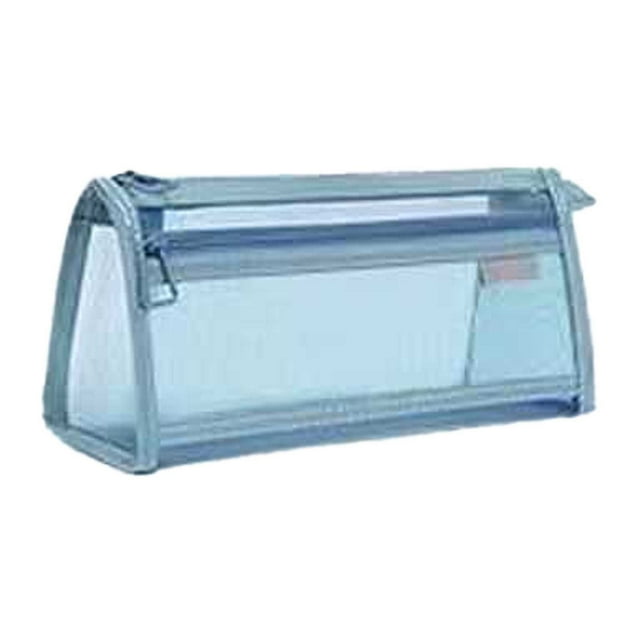 Ediodpoh Transparent Mesh Pencil Case Double Layer Large Capacity Exam Stationery Bag For Students Ages 5-18 Blue
