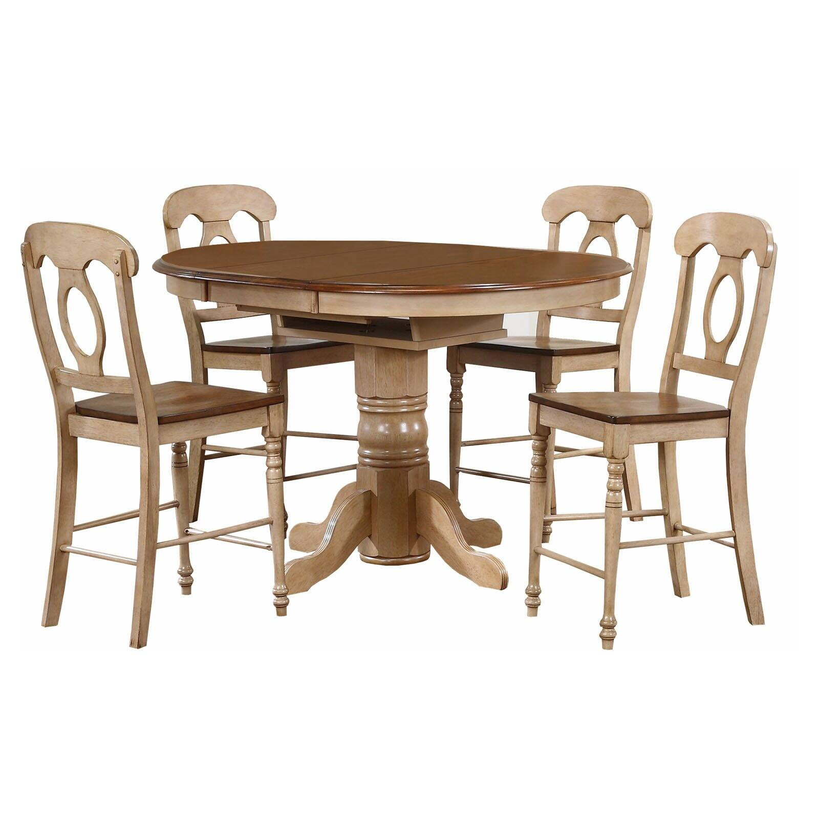 Sunset Trading 5Piece Brook Butterfly Leaf Pub Dining Table Set with