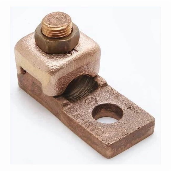 Burndy Mechanical Lug, 4 AWG Max, 1 Conductor, 1 Hole, 1/4 in Stud, Copper QA4CB