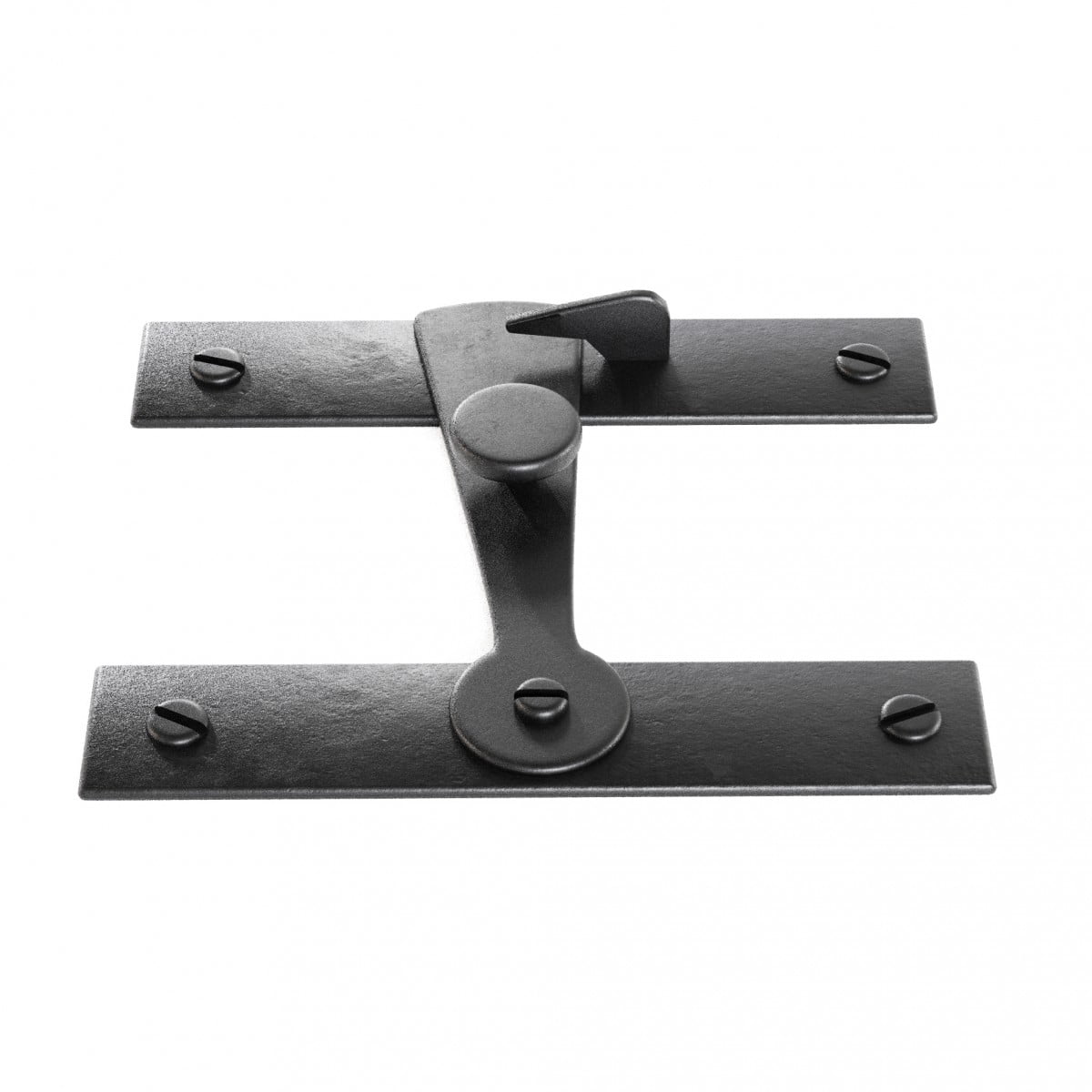 Renovators Supply Black Door Lock Flip Latch 3" L H Flush Mount Wrought Iron Flip Latches forCabinet, Farmhouse Barn Door or Fence Gate Hardware Locks w/Screws Pack of 2