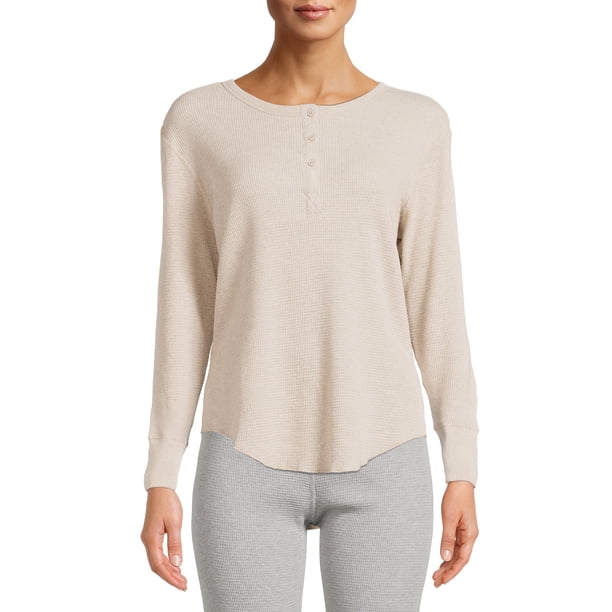 Hanes Women's Relaxed Fit Waffle Knit Thermal Crew Hanes Thermals
