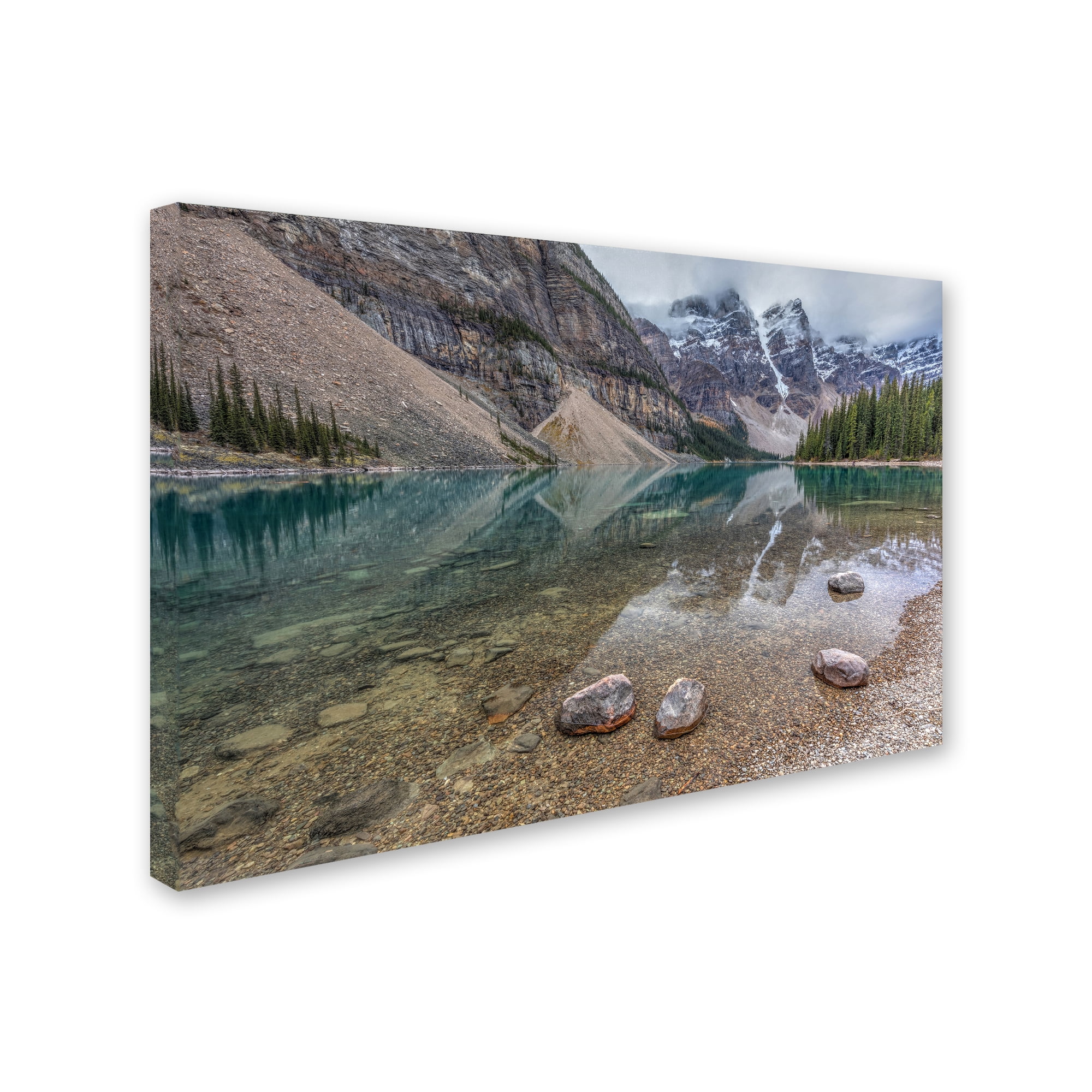Pierre Leclerc 'Calm Moraine Lake ' Canvas Art 16 x 24