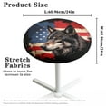 thumbnail image 6 of SEANATIVE 24'' Diameter Round Cocktail Table Top Covers Set of 4 Table Cover with Elastic Edge Stain-resistant Round Highboy Tablecloths for Indoor Outdoor Parties, American Flag Wolf, 6 of 7