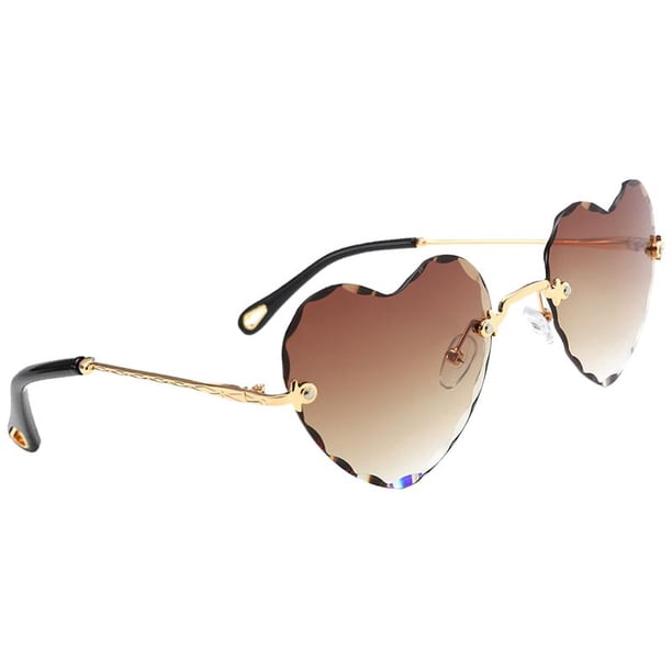Gafas de sol sin montura mujer Sunnimix Gafas con Forma de corazón UV400 Leonado