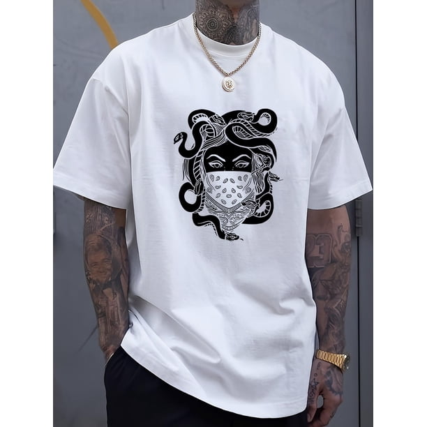 Camiseta con estampado de Medusa, talla S para hombre, camiseta informal de manga corta para verano. Ideal para adultos, hombres, mujeres, adolescentes, jóvenes y para el tiempo libre.