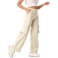 thumbnail image 5 of LWavelet Durable Fabric Cargo Wide Leg Pants Women Daily Casual Wear Beige S, 5 of 5