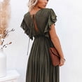 thumbnail image 5 of Conairie Swimsuit Coverup For Women Short Sleeve Loose Mesh Bathing Suits Cover Up Summer Beach Long Dress Vacation Outfits Army Green One Size, 5 of 6