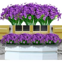6 Bundles Artificial Violet Flowers Outdoors UV Resistant Fake Plastic Silk Flowers Faux Plants for Indoor Outside Porch Window Garden Decoration (Purple)