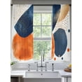 thumbnail image 2 of Navy Blue Burnt Orange Sheer Curtains 63 Inch Length 2 Panels Set for Living Room/Bedroom, Artwork Geometric Contemporary Semi Curtain Sheers Drapes Rod Pocket Curtains Window Treatment 52''x63''x2, 2 of 7