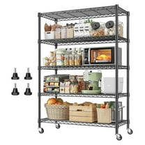 73''H Storage Shelves 1660LBS Wire Shelving Unit with Wheels 5 Tier Metal Shelving,Heavy Duty Metal Shelves for ,73''HX35''WX15''D