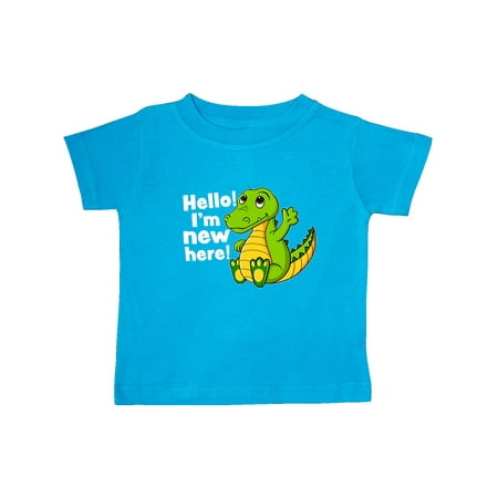 

Inktastic Hello I m New Here with Cute Baby Alligator Gift Baby Boy or Baby Girl T-Shirt