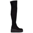 thumbnail image 3 of NINE WEST Womens Black 2 Platform Zipper Accent Hojo Round Toe Wedge Boots 10 M, 3 of 4
