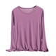 thumbnail image 2 of HongQid Women's Crew Neck Long Sleeve Shirts Basic Loose Fit Layering Modal Cotton Tops, 2 of 6