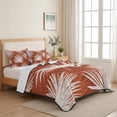 thumbnail image 5 of Quilts Twin XL Size, Burnt Orange Palm Leaves Soft Comforter Bedding Set for Bed, Summer Tropical Botanical Lightweight Quilted Bedspread with Pillow Cover(2 Pieces) for All Season, 68x98 Inch, 5 of 9