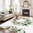 thumbnail image 2 of Spring White Daisy Wreath Area&nbsp;Rug 6x9ft Pastoral Watercolor Floral Leaf Non-Slip&nbsp;Washable Square&nbsp;Rugs Soft Felt Indoor Floor Mat for Bedroom Kitchen Living Room Bathroom, 2 of 9