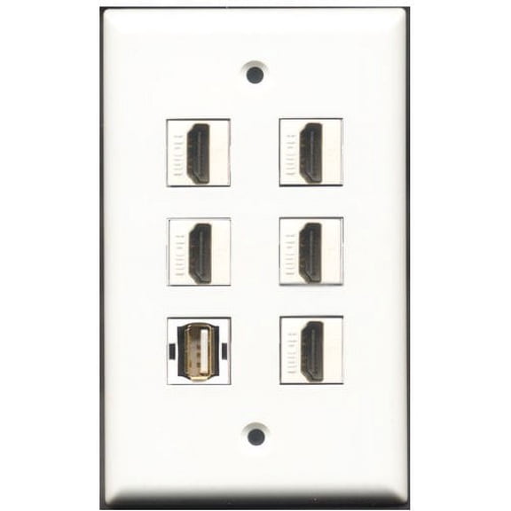 RiteAV - 5 Port HDMI 1 USB A-A Wall Plate