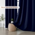 thumbnail image 3 of OVZME Kalme 2 Panels Navy Blue Grommet Blackout Curtains 84 inch Length, Thermal Insulated Room Darkening Curtain Drapes for Living Room Bedroom, Each W40 x L84 inch, Navy Blue, 3 of 9