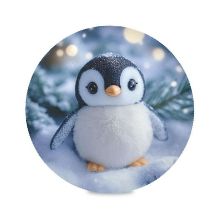 

Round Plate Mat 15.4x15.4 Inchesx4 Placemat Table Mat Kitchen Mat Coffee Mat Fabric Thick Strong Wear-Resistant Heat Resistance Christmas Penguin