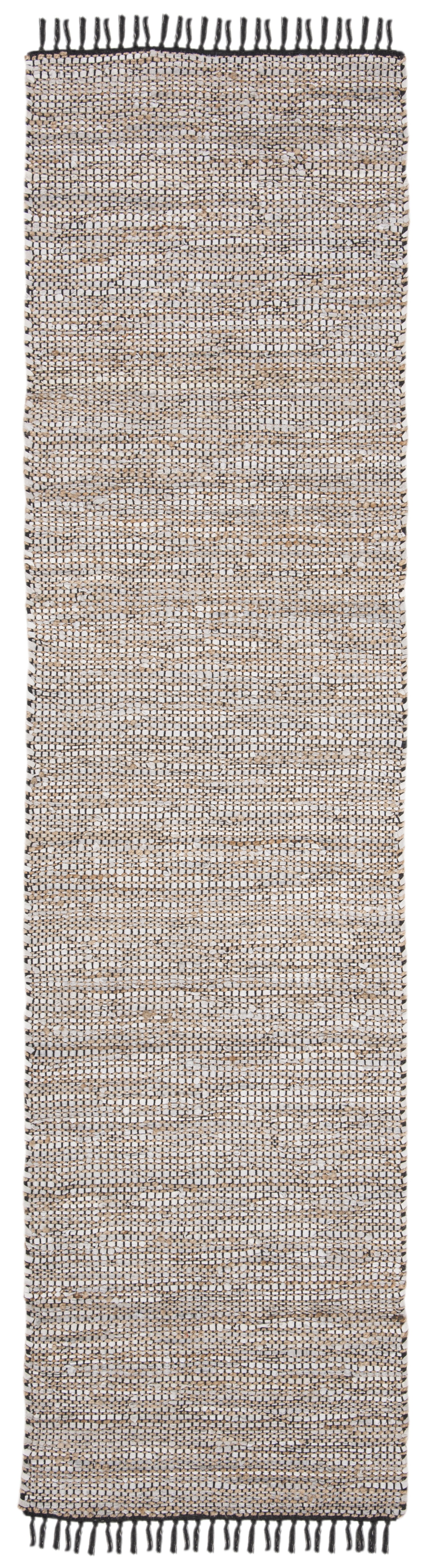 SAFAVIEH Vintage Leather Zharko Solid Braided Fringe Runner Rug, Silver, 2'3" x 9'