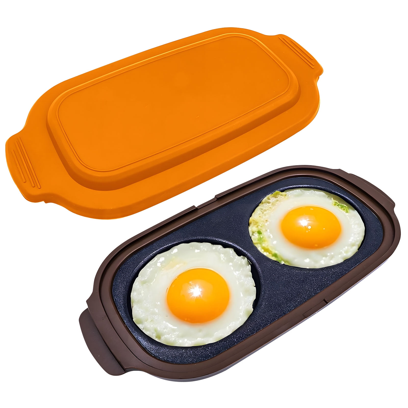 Metal and Silicone Microwave Eggs Fryers Duals Zone Cooking for Breakfast Burgers Fast Preparation Kitchen Gadget