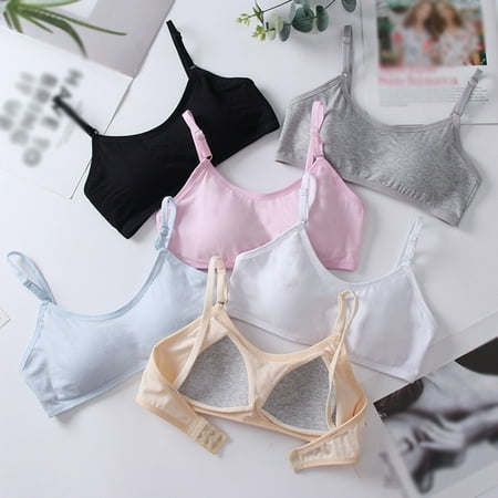 Cotton Girls Bra - Adjustable Training Bra Cotton Bras Wireless Light Padded For 10-16 Years old