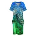 thumbnail image 4 of Vestido holgado con bolsillos y gemas minerales de ágata sintética verde y azul, elegante y chic, para mujer, promoción de ropa de verano 2025, 4 of 7