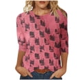 thumbnail image 2 of Jusqu'à 30 % de Réduction DYTTDG T-shirt Grande Taille pour Femmes Manches 3/4 Hauts Imprimés Col Rond Blouse Décontractée Ample Hauts pour Femmes, 2 of 5