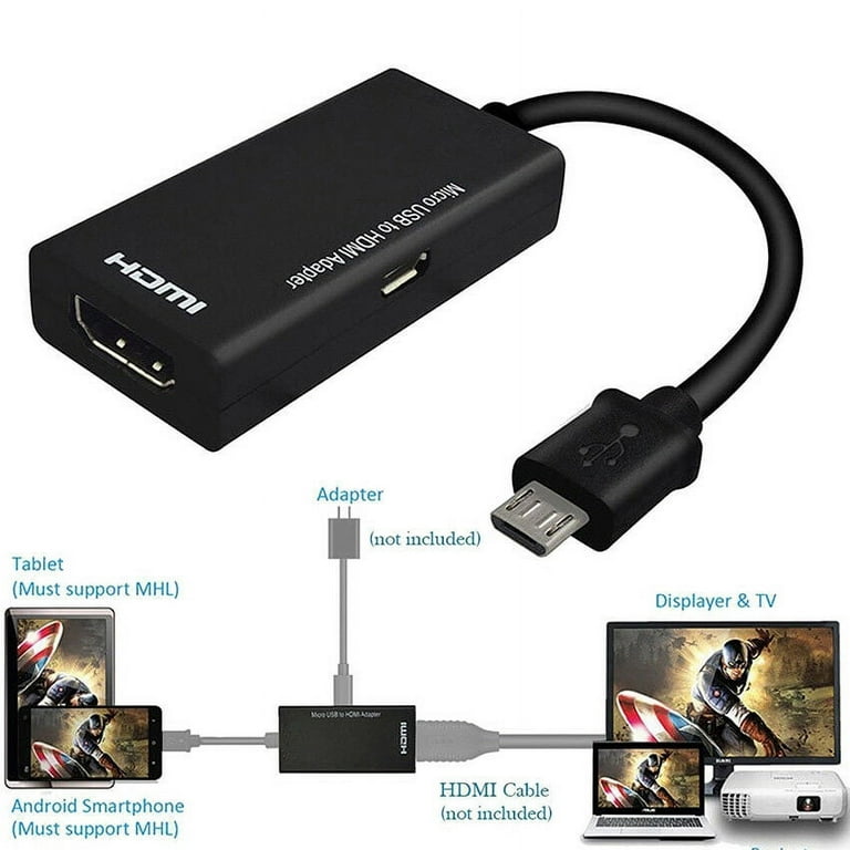 TD® Adaptateur de câble MHL Micro USB vers HDMI 1080P HD TV pour