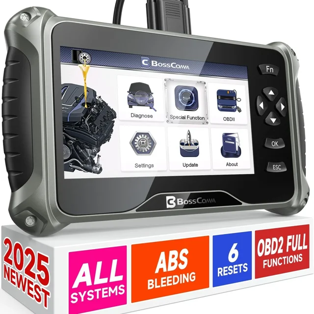 BOSSCOMM IF745 OBD2 Scanner, All Systems Car Code Reader Scan Tool with 6 Resets, Car Diagnostics ABS/SRS/Transmission
