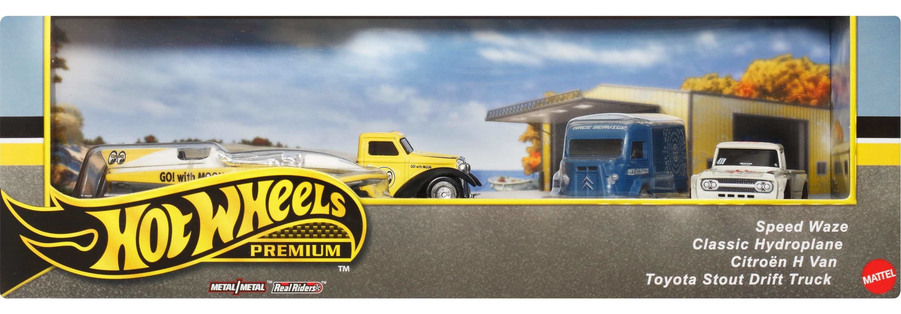 Hot Wheels Premium Collector Display Sets, 3 Cars & 1 Transporter