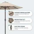 thumbnail image 3 of 10FT Patio Umbrella with Push Button Tilt and Crank, Outdoor Market Umbrella with 8 Fiberglass Ribs, UV Protection Table Umbrella for Pool,Backyard,Garden,Deck,Beige, 3 of 16