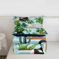 thumbnail image 6 of jejeloiu Green Monstera Leaf Cactus Twin Comforter Sets Kids,Cute Kitten Print Bedding Set For Girls,Reversible,2-Piece, 6 of 8