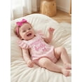 thumbnail image 5 of Cjfdfy Newborn Baby Girl Summer Clothes Baby Girls Mama's Little Bestie Daddy's Little Girl Outfit Ruffled Sleeveless Bow Embroidery Plaid Romper Headband Set, 5 of 9