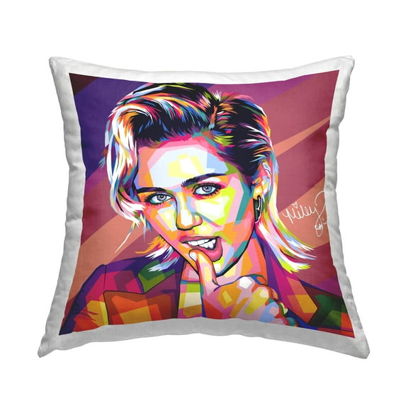 Stupell Industries Modern Miley Pop Culture Decorative Printed Throw Pillow, 18 x 18