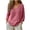 #0502-Pink, variant on Uootdi Women's Shirts V Neck 3/4 Sleeve Linen Blend Solid Blouses Casual Daily Style Lightweight Breathable Loose Fit Tops Gift