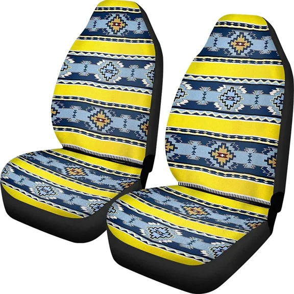 Animal Blue Dolphin Print Car Seat Covers for Men Women 2 Piece High Back Bucket Vehicle Seat Protector Cover Universa