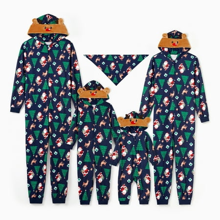 

PatPat Family Christmas Pajamas Sets Baby Pajamas Reindeer Print Hooded Onesie Pajama