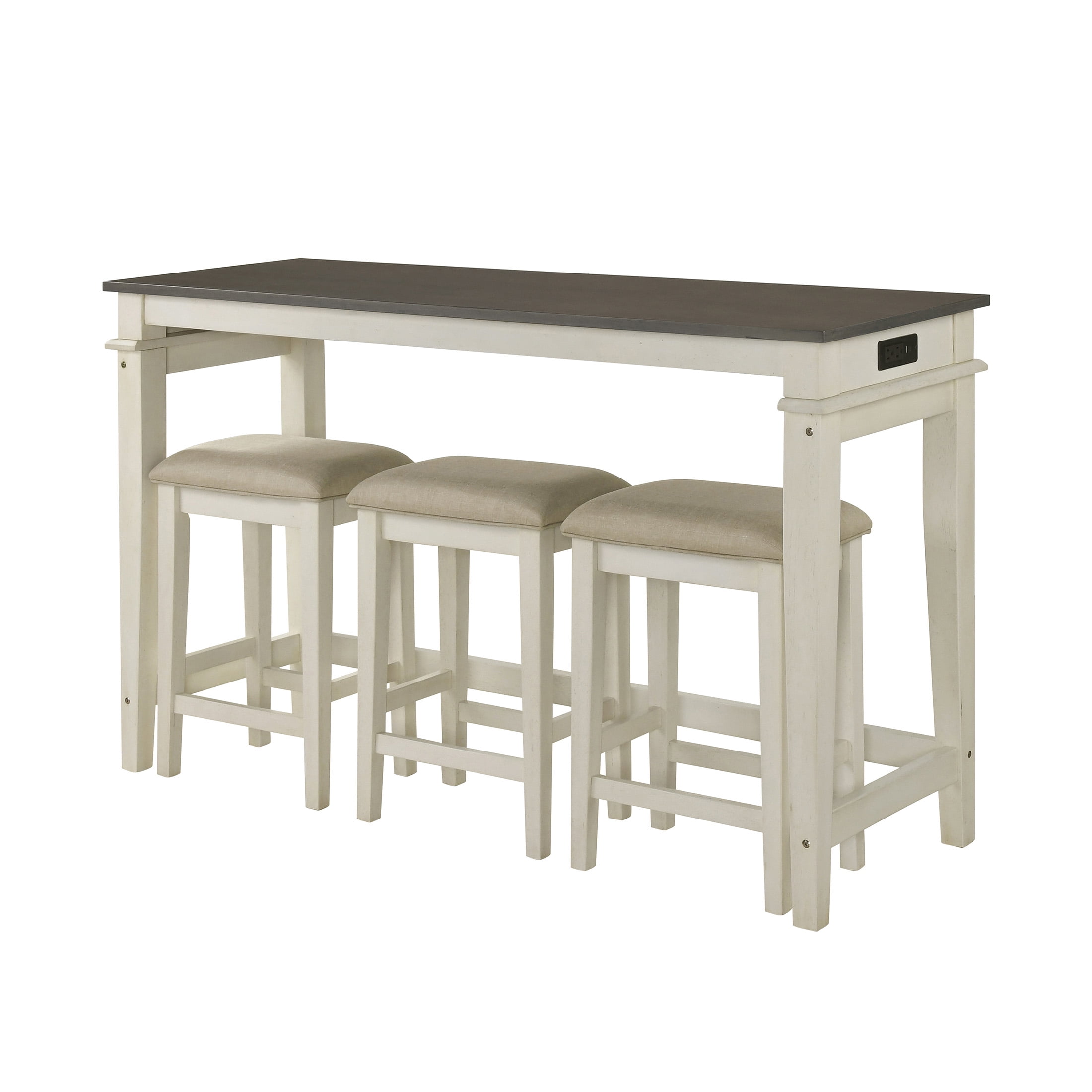 OakvillePark Orlina 4-Piece Pack Counter Height Set, 1 Counter Height Table with 3 Stools, 2-Tone Finish (Walnut/Buttermilk)
