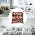 thumbnail image 5 of Nordic Throw Pillow Cushion Case, Traditional Northern Culture Pattern with Reindeer Snowflake and Floral Arrangement, Decorative Square Accent Pillow Cover,  Red Beige, 5 of 7