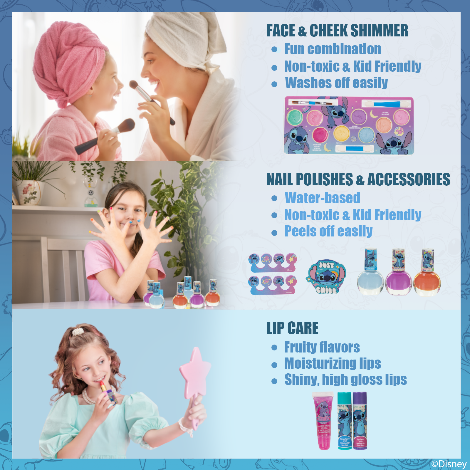 Disney Stitch Kids Makeup Kit For Girls With Train Case photo 5