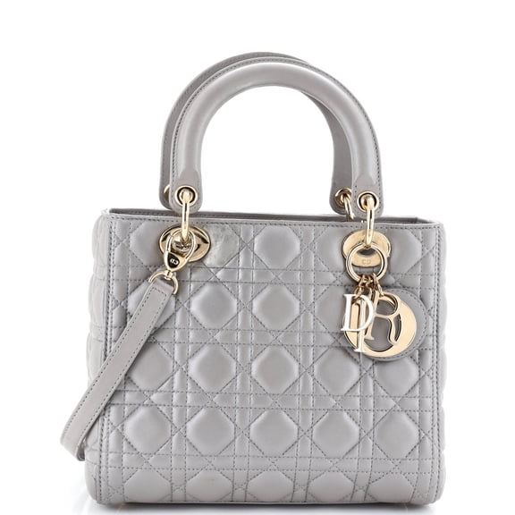Pre-Owned Lady Dior Bag Iridescent Cannage Quilt Lambskin Medium By Rebag